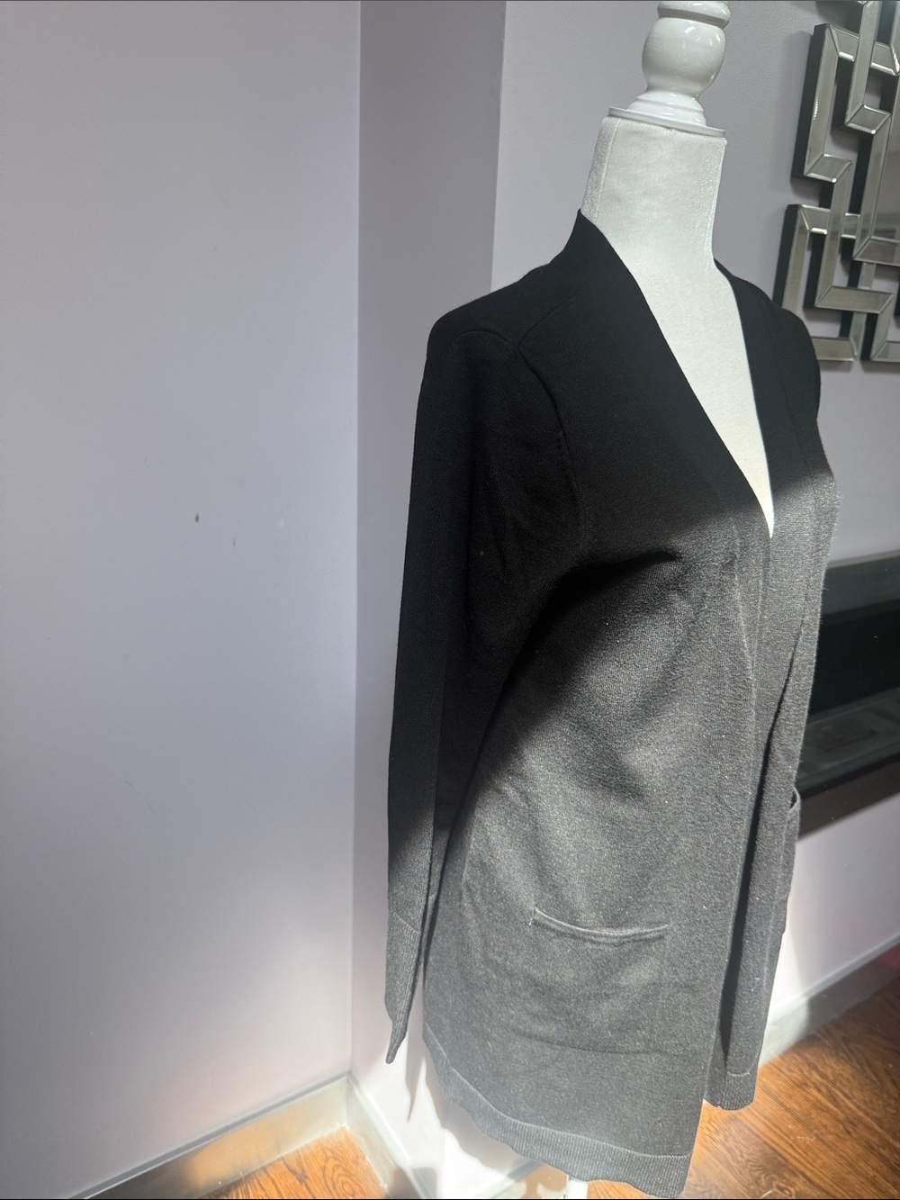 verve Ami women's open-front long jersey knit cardigan size M - Picture 2 of 6